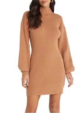 Vici Collection Funnel Neck Ribbed Sweater Dress